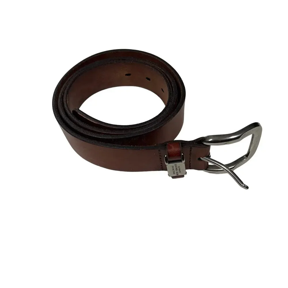 Roundtree & Yorke Full Grain Leather Men’s Belt Brown Silver Buckle‎ 100/40